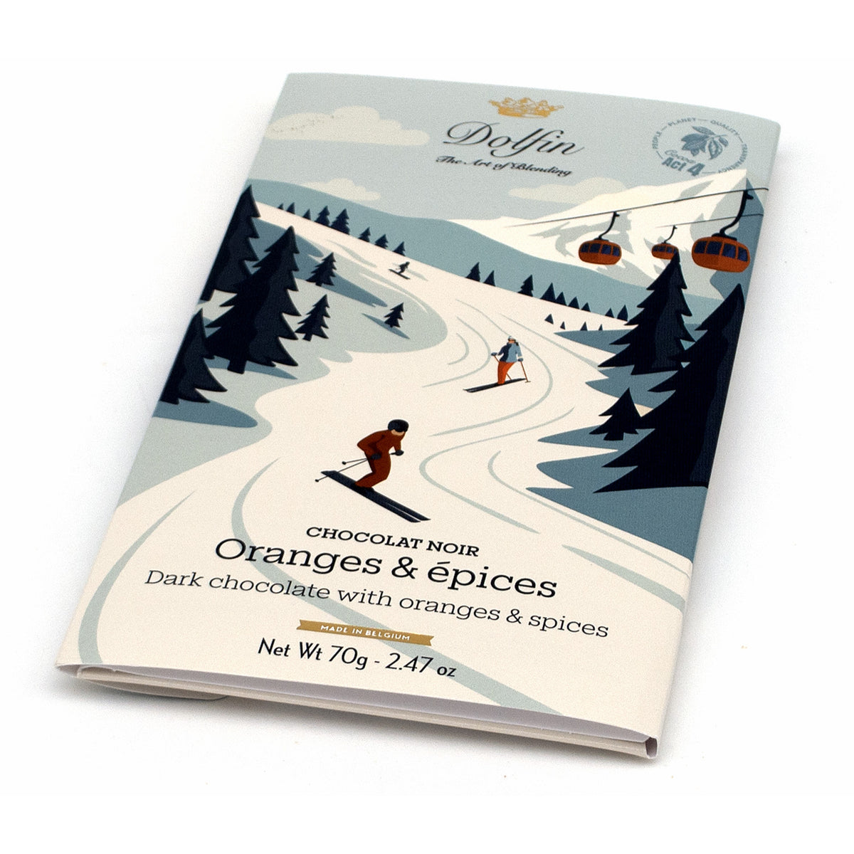 Dolfin 60% Dark Chocolate with Orange, Ginger and Cinnamon Bar - 70g
