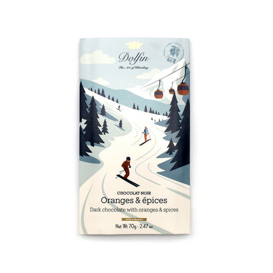 Dolfin 60% Dark Chocolate with Orange, Ginger and Cinnamon Bar - 70g