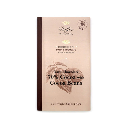Dolfin 70% Dark Chocolate with Cocoa Beans Bar - 70g