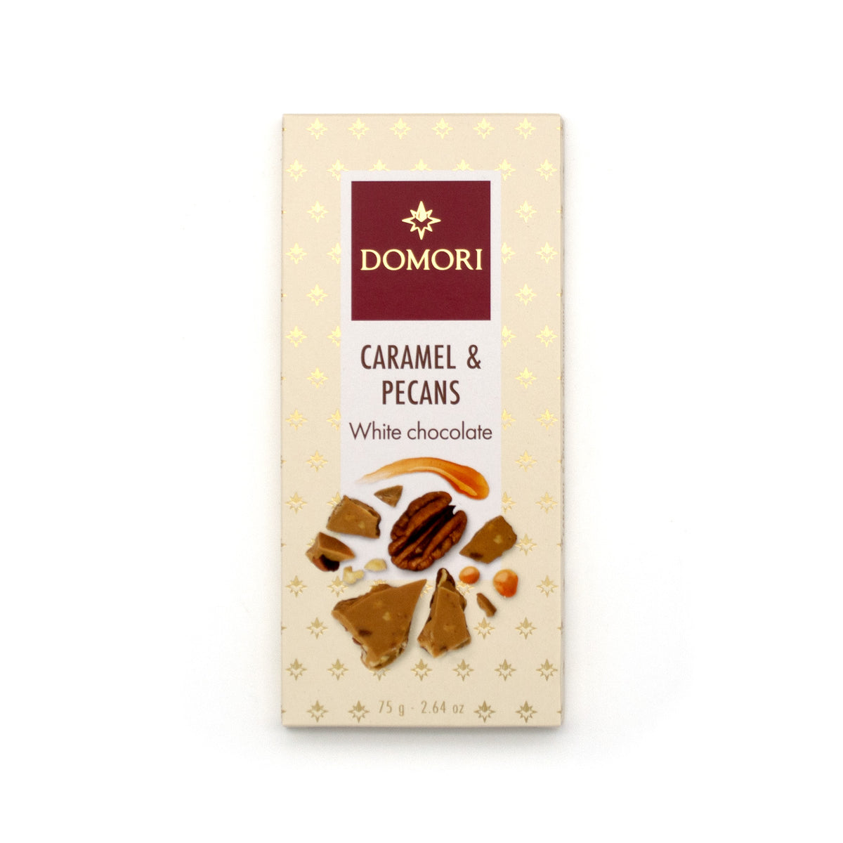 Domori Caramel & Pecans in White Chocolate Bar - 75g