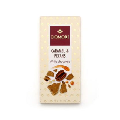 Domori Caramel & Pecans in White Chocolate Bar - 75g