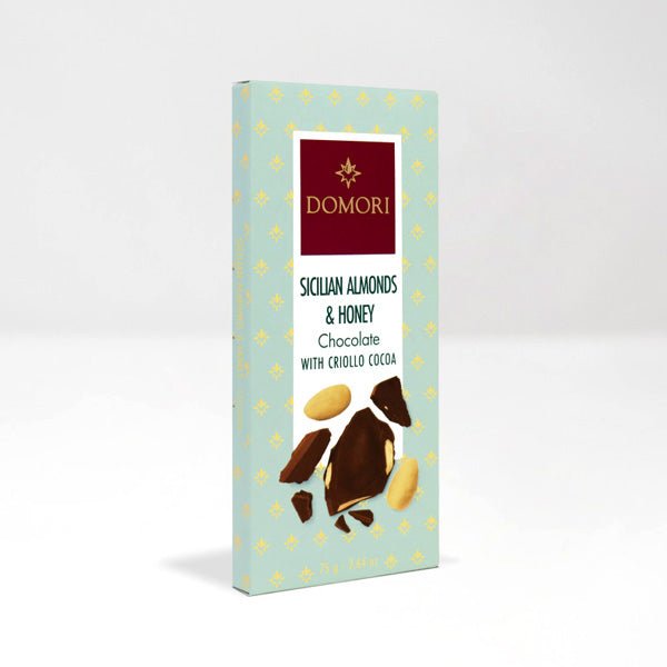 Domori Sicilian Almonds & Honey Criollo 35% Milk Chocolate Bar - 75g