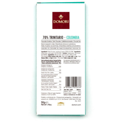 Domori Trinitario Colombia 70% Single Origin Dark Chocolate Bar - 50g