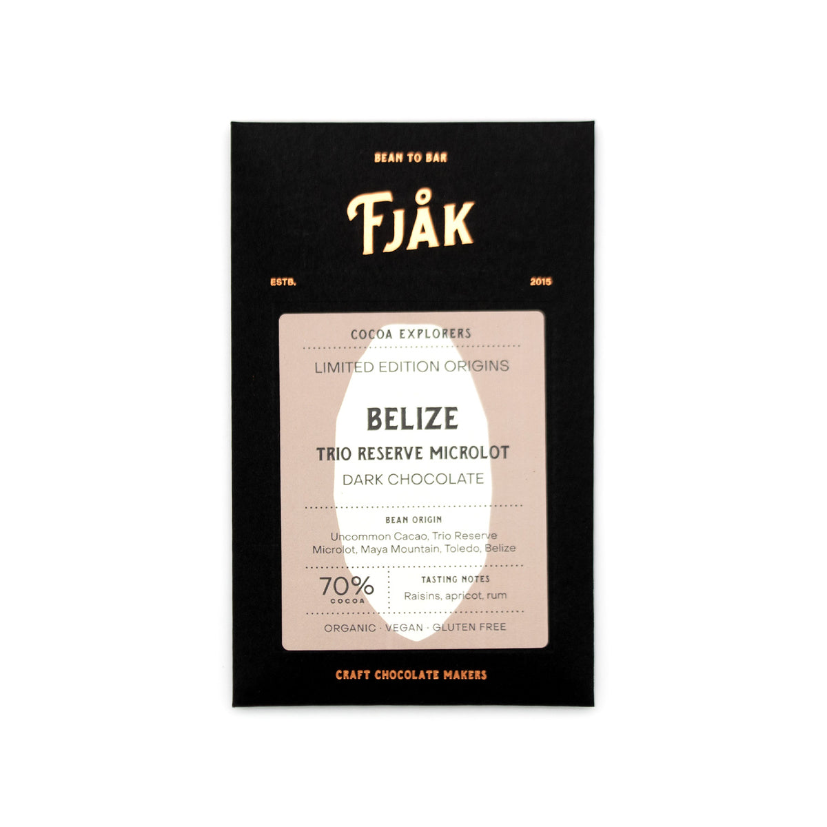 Fjak Belize 70% Single Origin Dark Chocolate Bar - 60g