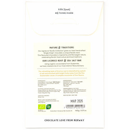 Fjak Licorice Root and Sea Salt 50% Milk Chocolate Bar - 60g