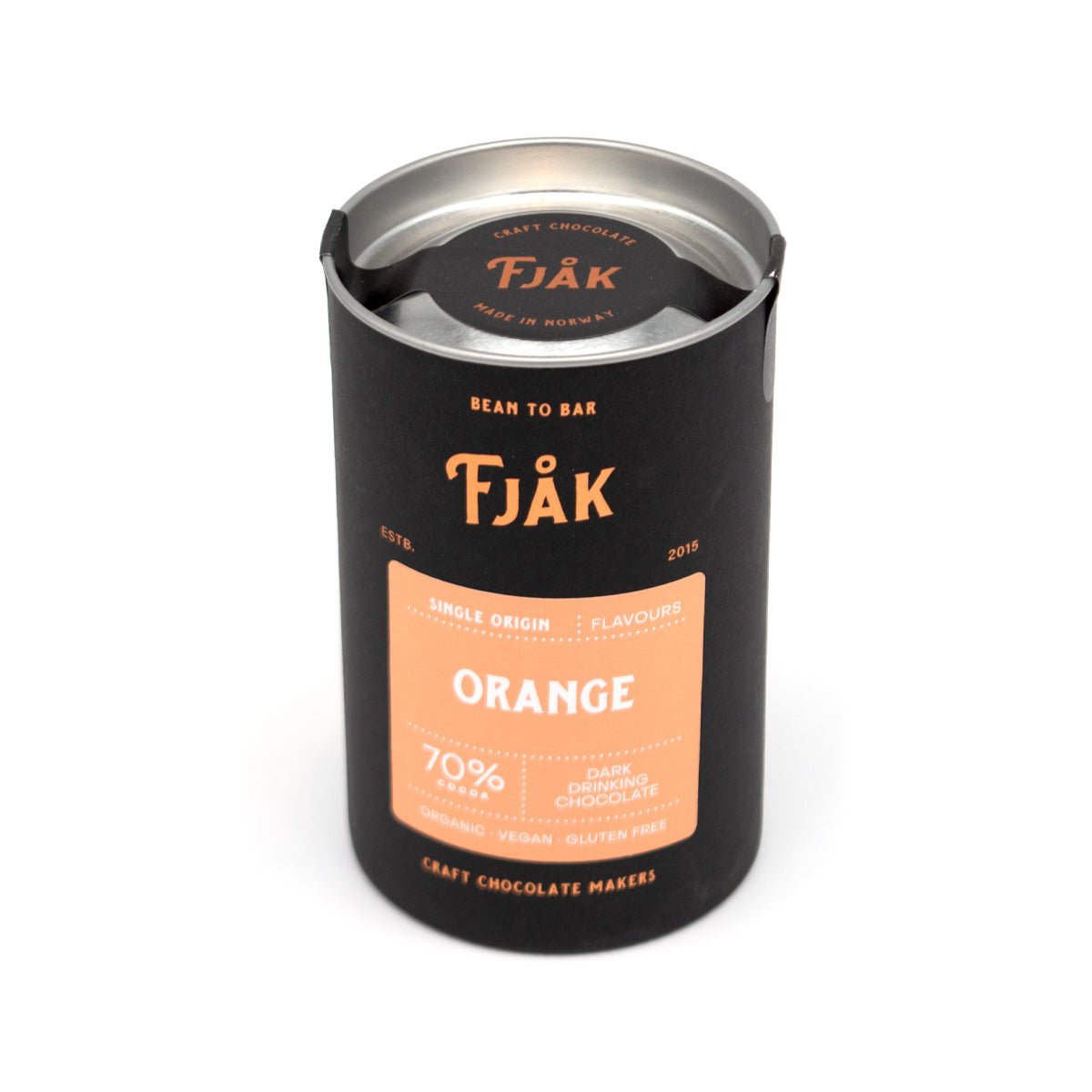Fjak Orange 70% Single Origin Dark Drinking Chocolate Canister - 220g
