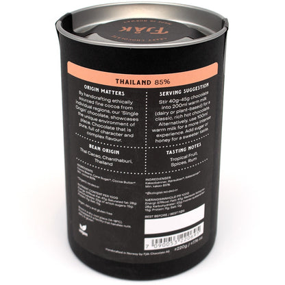 Fjak Thailand 85% Single Origin Dark Drinking Chocolate Canister - 220g