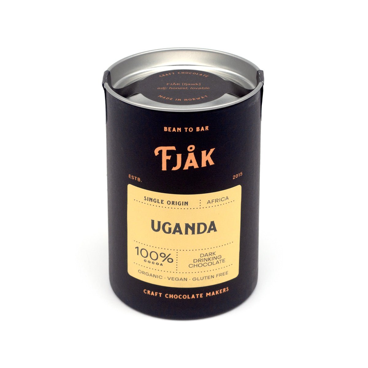 Fjak Uganda 100% Single Origin Dark Drinking Chocolate Canister - 220g
