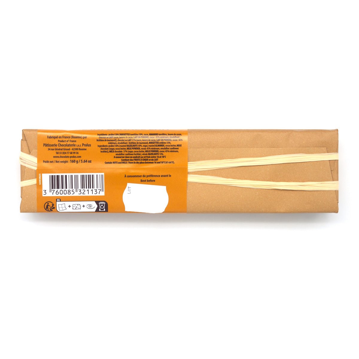 Pralus Infernale Nut Praline & Hazelnuts 45% Milk Chocolate Bar - 160g