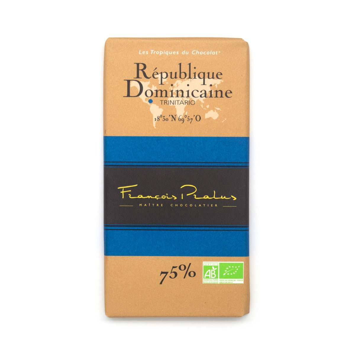 Pralus Republique Dominicaine BIO 75% Single Origin Dark Chocolate Bar - 100g