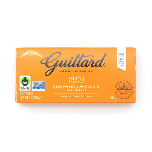 Guittard semisweet chocolate baking bars packaging on a white background