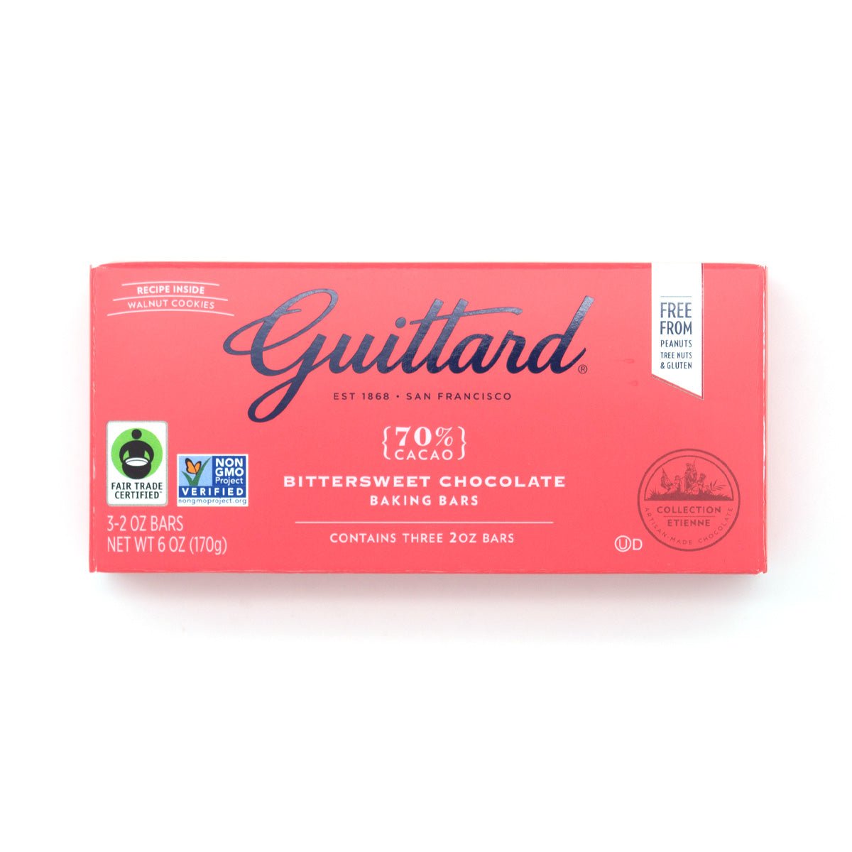Guittard chocolate baking bars packaging on a white background