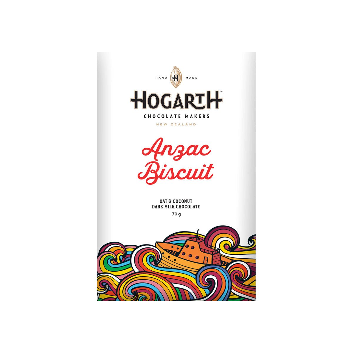 Hogarth Anzac Biscuit 53% Single Origin Milk Chocolate Bar - 70g (Past Date)