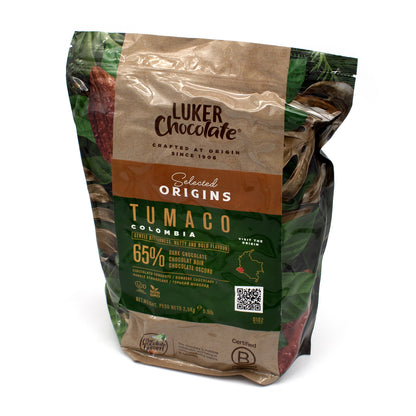 Luker Chocolate Tumaco Single Region 65% Dark Chocolate Couverture Discs
