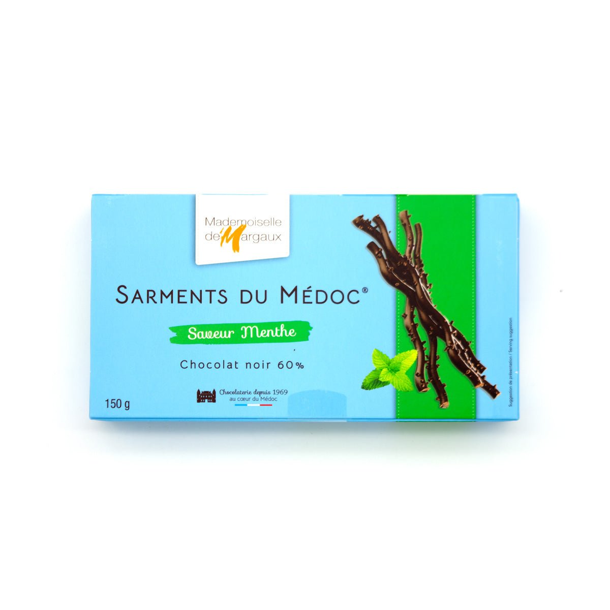 Mademoiselle de Margaux 60% Dark Chocolate Mint Sticks - 150g