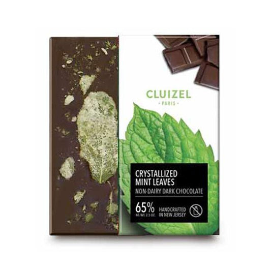 Cluizel US 65% Dark Chocolate with Crystallized Mint Leaves Bar - 70g