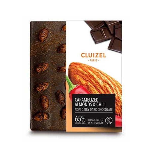 Cluizel US 65% Dark Chocolate with Almonds & Chili Pieces Bar - 70g