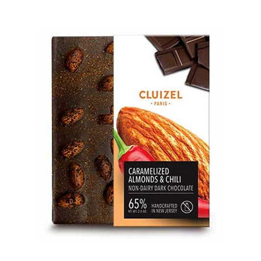 Cluizel US 65% Dark Chocolate with Almonds & Chili Pieces Bar - 70g