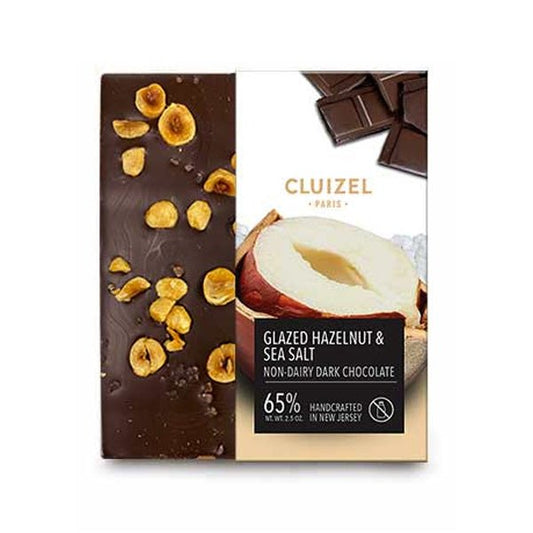 Cluizel US Glazed Hazelnuts & Sea Salt in 65% Dark Chocolate Bar - 70g
