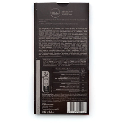 Michel Cluizel Grué de Cacao 72% Dark Chocolate & Nibs Bar - 100g