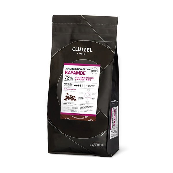 Cluizel Kayambe 72% chocolate packaging with brand name and product details on a white background