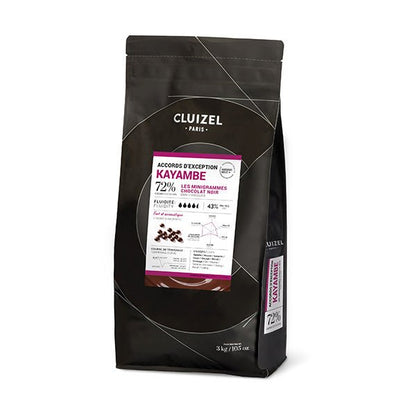 Cluizel Kayambe 72% chocolate packaging with brand name and product details on a white background