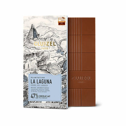 Cluizel chocolate bar packaging with illustration and text on a white background