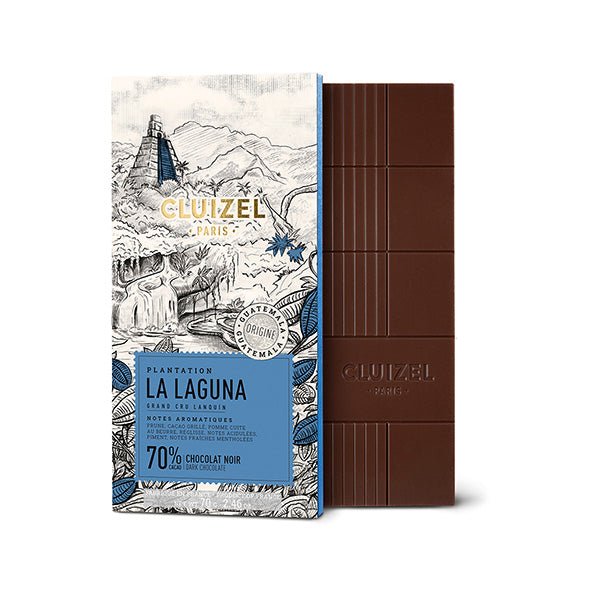 Cluizel chocolate bar with packaging featuring artistic design