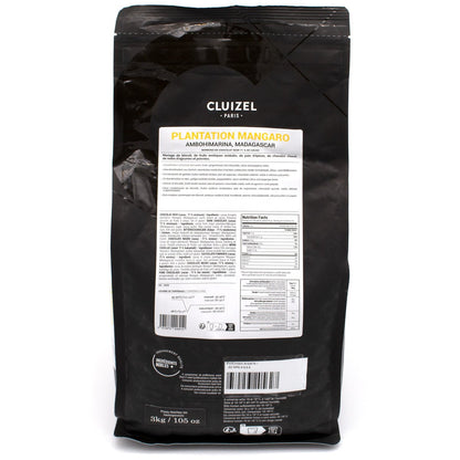 Black Cluizel chocolate packaging with a label on a white background