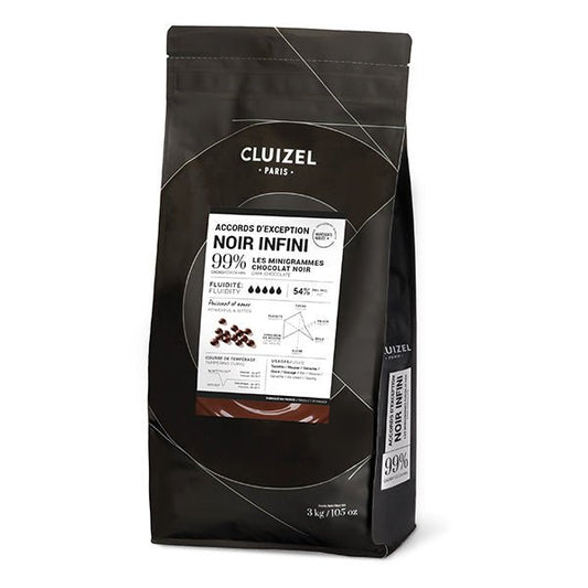 Cluizel Noir Infini chocolate packaging on a white background