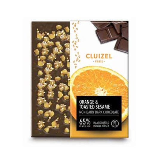 Cluizel US Orange & Toasted Sesame 65% Dark Chocolate Bar - 70g