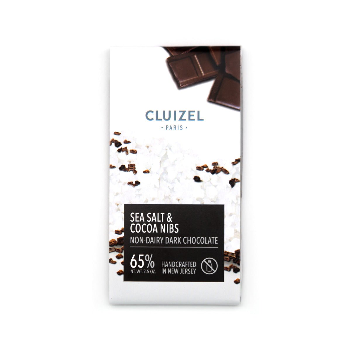 Cluizel US Sea Salt & Cocoa Nibs 65% Dark Chocolate Bar - 70g