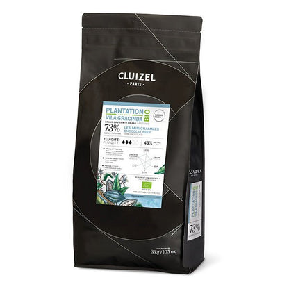 Black Cluizel chocolate packaging with branding and product details on a white background
