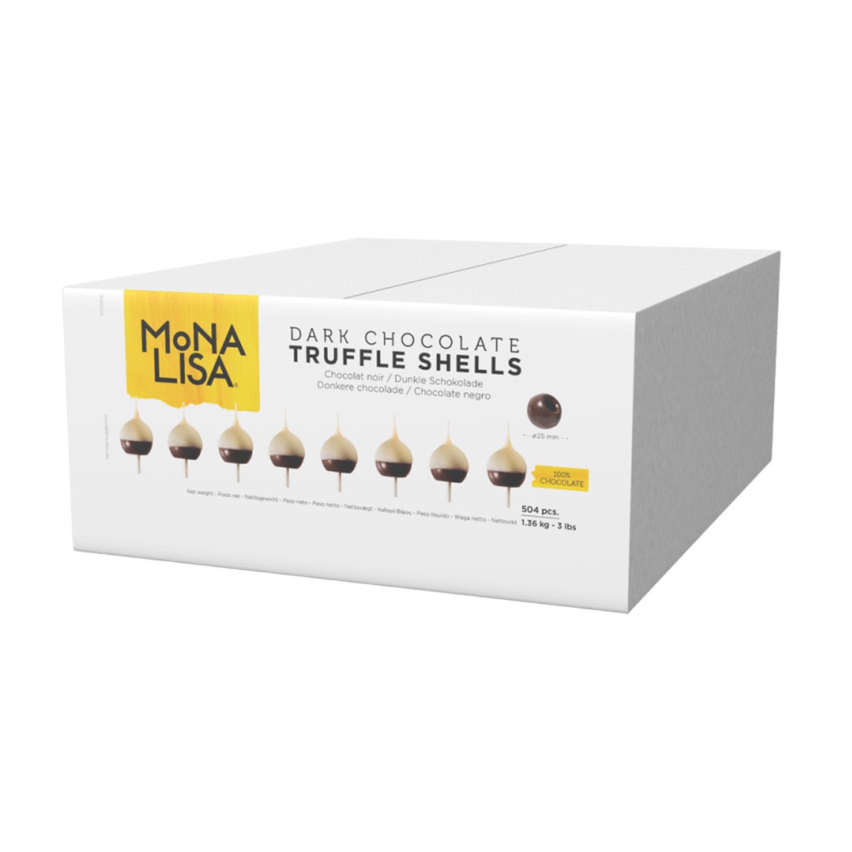 Mona Lisa Hollow 52% Dark Chocolate Truffle Shells Box - 504 pc ~ 3lb
