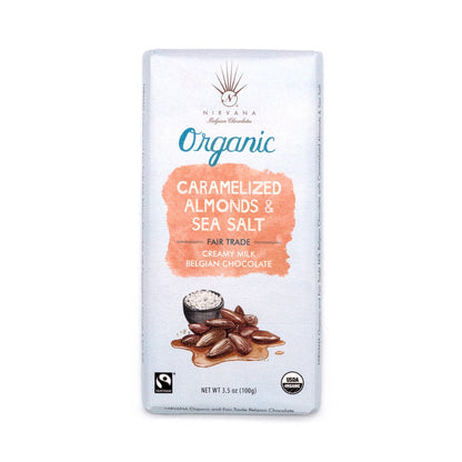 Nirvana Caramelized Almonds & Sea Salt Organic 40% Milk Chocolate Bar - 100g