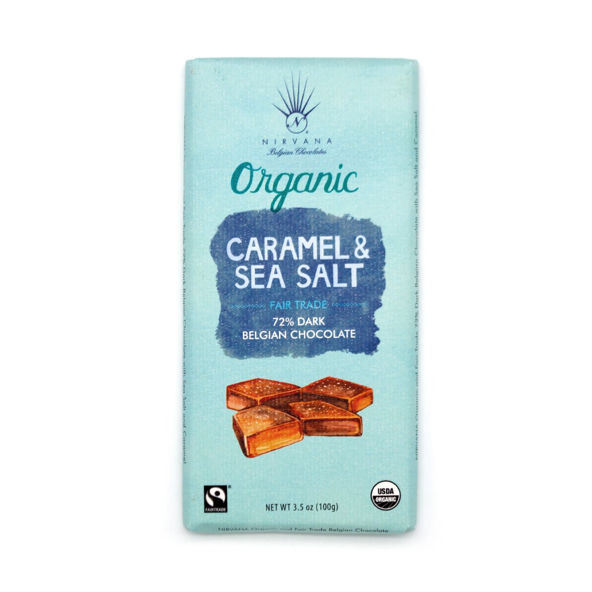 Nirvana Sea Salt & Caramel Organic 72% Single Origin Dark Chocolate Bar - 100g