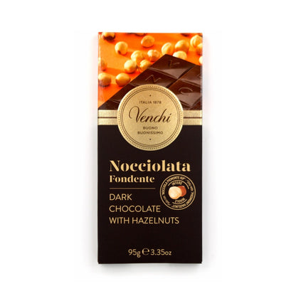 Venchi Nocciolata Fondente 60% Dark Chocolate & Hazelnuts Bar - 95g