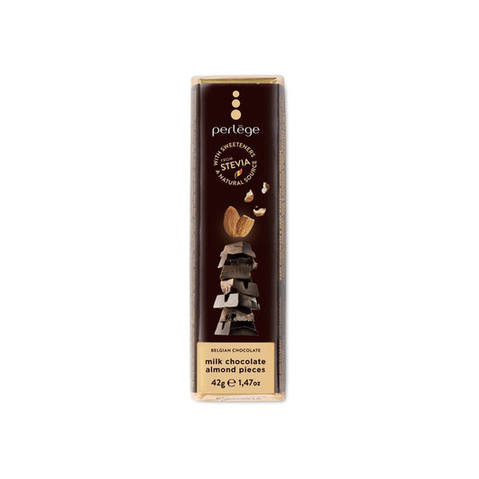 Perlège Stevia Sweetened 57% Milk Chocolate with Roasted Almonds Bar - 42g