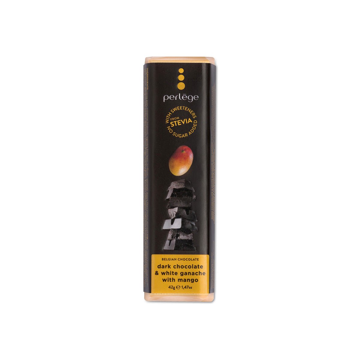 Perlège Stevia Sweetened 85% Dark Chocolate & Mango Ganache Bar - 42g