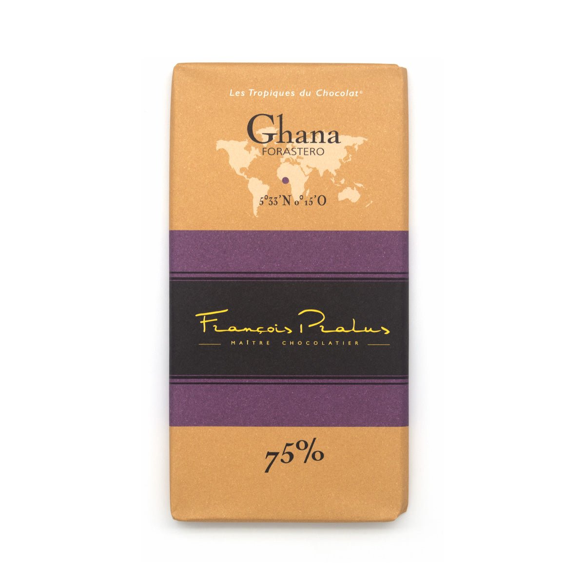 Pralus Ghana 75% Single Origin Dark Chocolate Bar - 100g