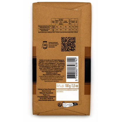 Pralus Melissa BIO 45% Single Origin Milk Chocolate Bar - 100g
