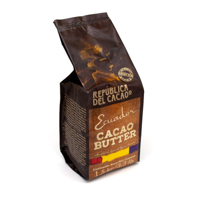 Bag of Republica del Cacao Ecuador Cacao Butter on a white background