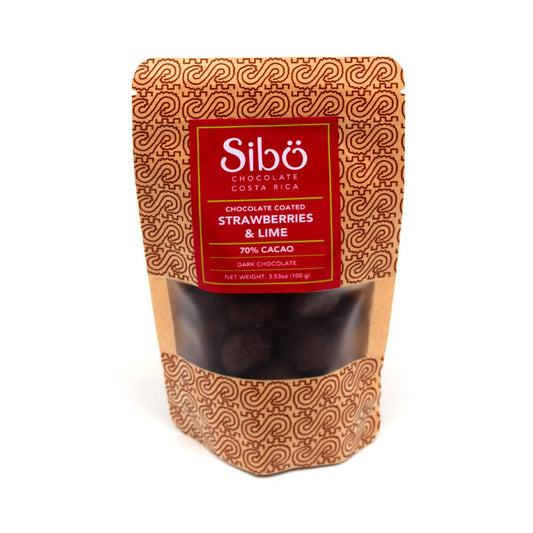 Sibu Strawberries & Lime Covered in 70% Single Origin Dark Chocolate Pouch - 100g