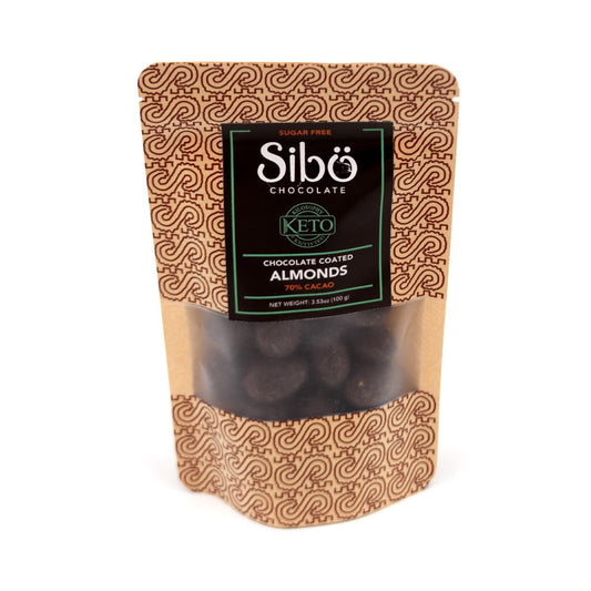 Sibu Keto Sugar-Free 70% Dark Chocolate Covered Almonds Pouch - 100g