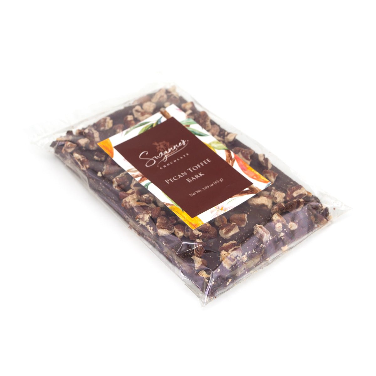 Suzanne's Chocolate Pecan Toffee 61% Dark Chocolate Bark - 93g