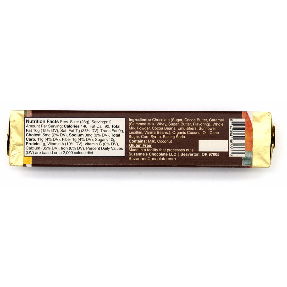 Suzanne's Chocolate Caramel Crunch 61% Dark Chocolate Bar - 45g