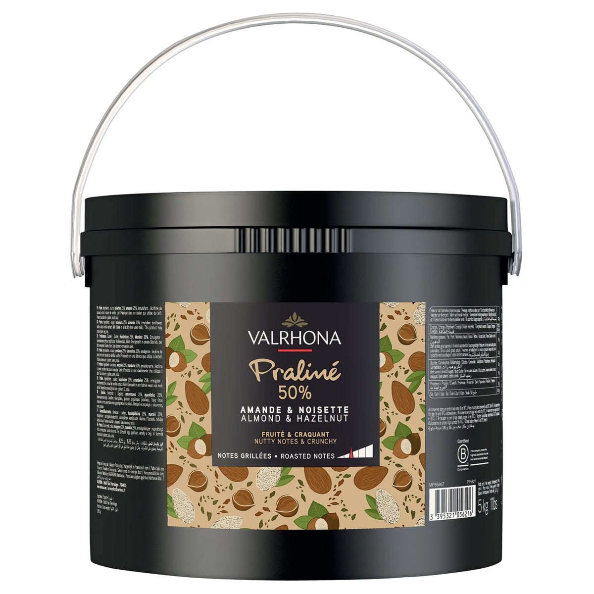 Valrhona Crunchy 50% Amande Noisette Praliné Paste Pail - 5 kg