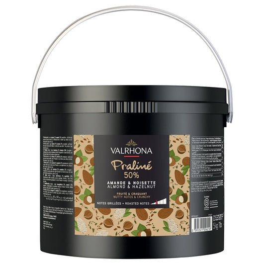 Valrhona Crunchy 50% Amande Noisette Praliné Paste Pail - 5 kg