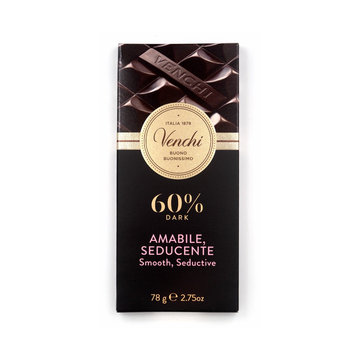 Venchi Amabile Seducente 60% Extra Dark Chocolate Bar - 78g