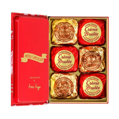 Venchi Anna Higgie Metal Mini-Book with Chocoviar Creme Brulee & Creme Cacao - 6 pc - 118g (Past Date)